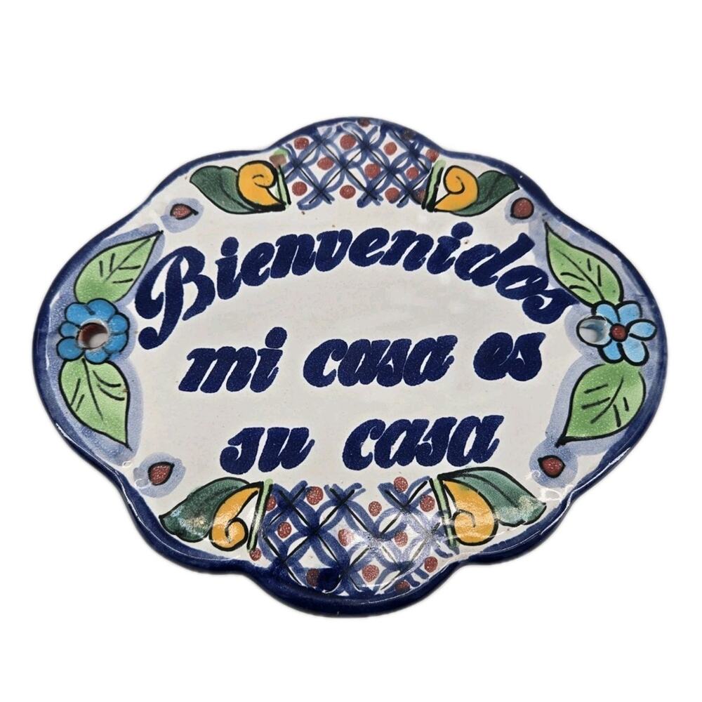 Mexican Talavera Ceramic Terracotta House Plaque Bienvenidos Mi Casa Es Su Casa